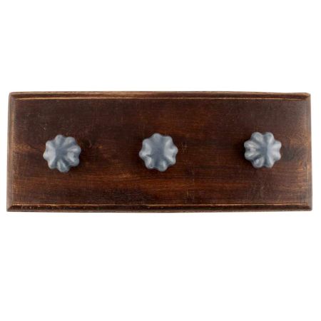 Dark Grey Pomegranate Bud Ceramic Wooden Hooks
